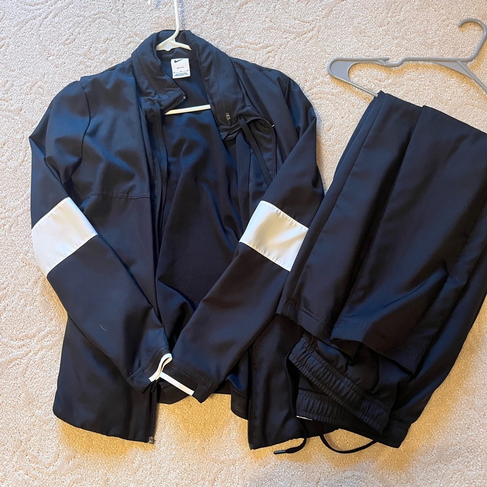Nike Black Track Jacket and Pants with White Sleeve Panels